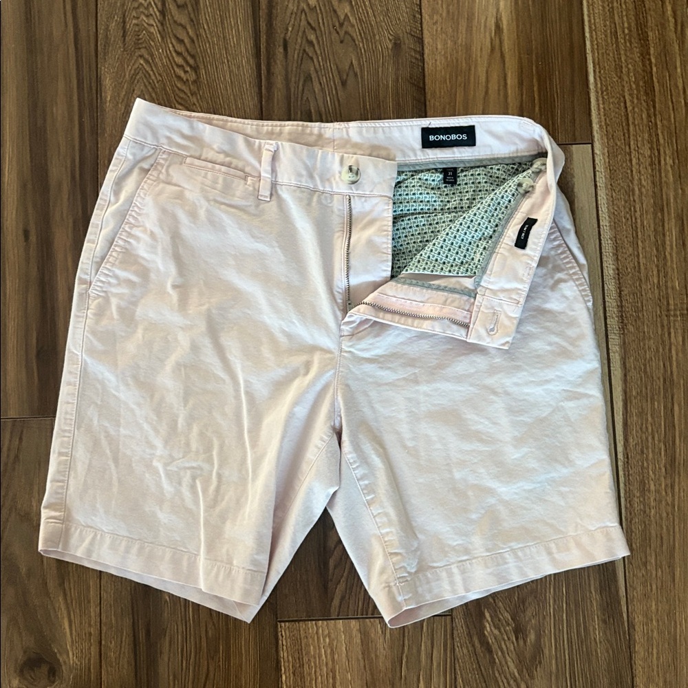 Bonobos Cotton Twill Slim Light Pink Shorts 31” Inseam
